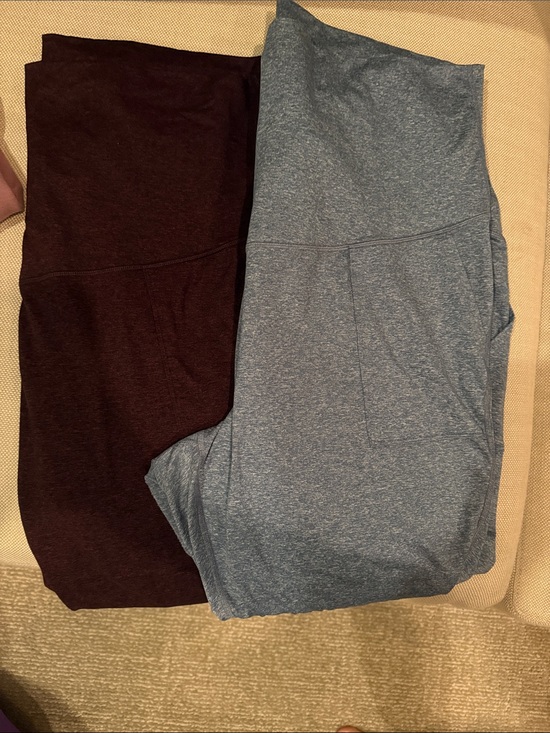Old Navy Pants - Maternity Old Navy Active Cozecore Stretch Leggings Heather Blue & Deep Burgundy